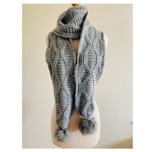 Cotton On Scarf With Fuzzy Pom Pom Accents